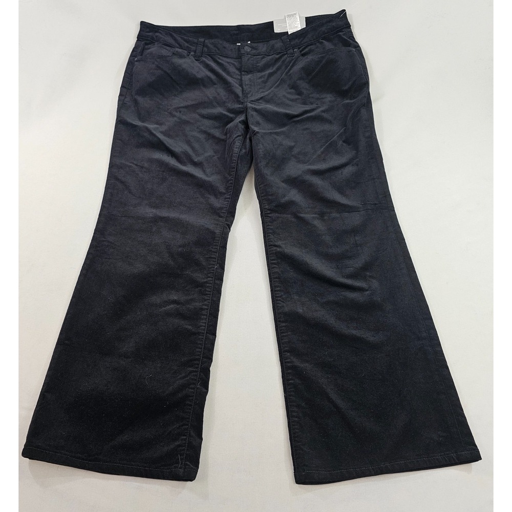 Chico's Black Velvet Slim Boot Stretch Pants Womens 3.5P US 18P High Rise New